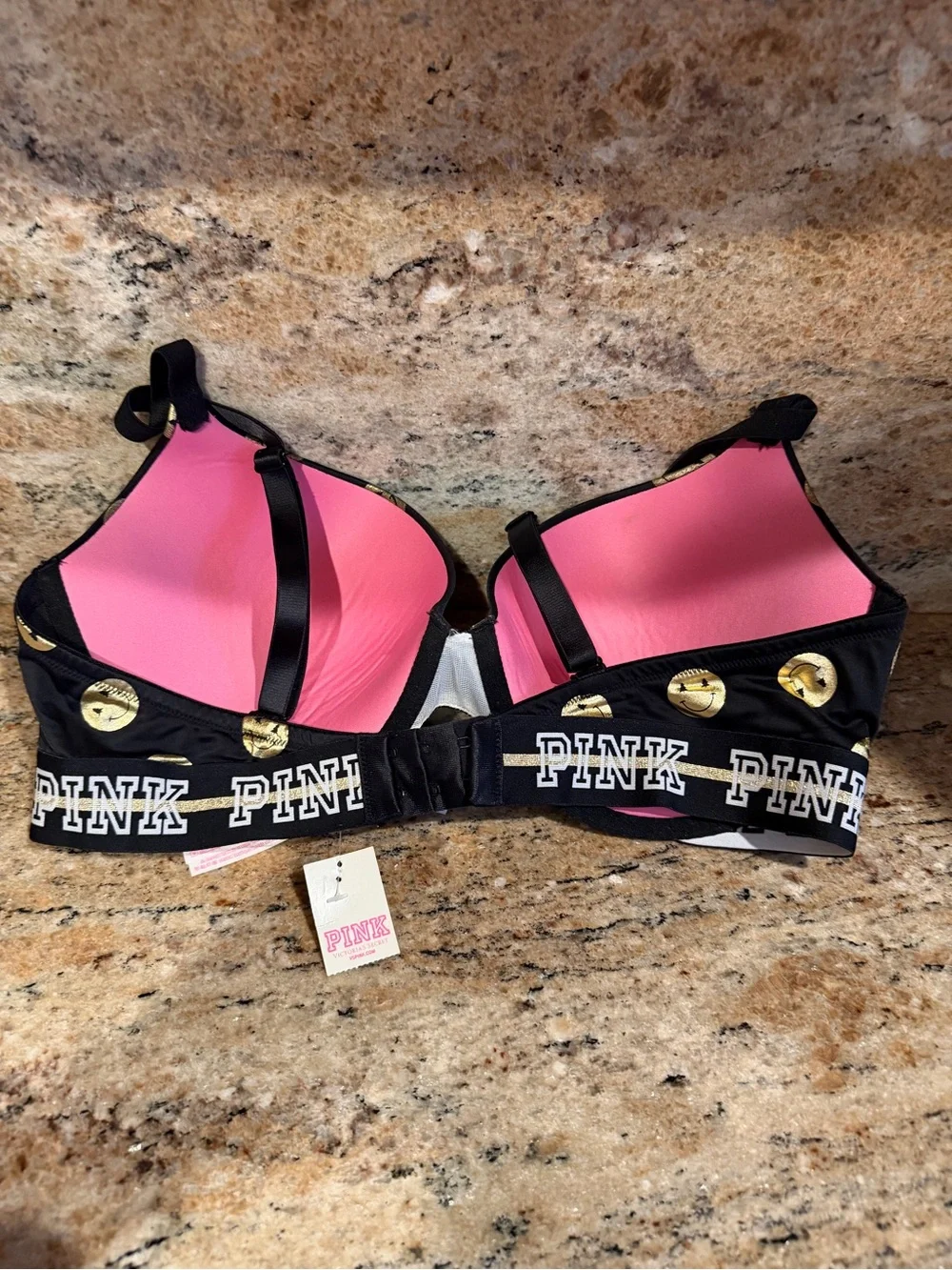 NEW, PINK Victoria’s Secret “Smiley Face Push Up Bra”.
